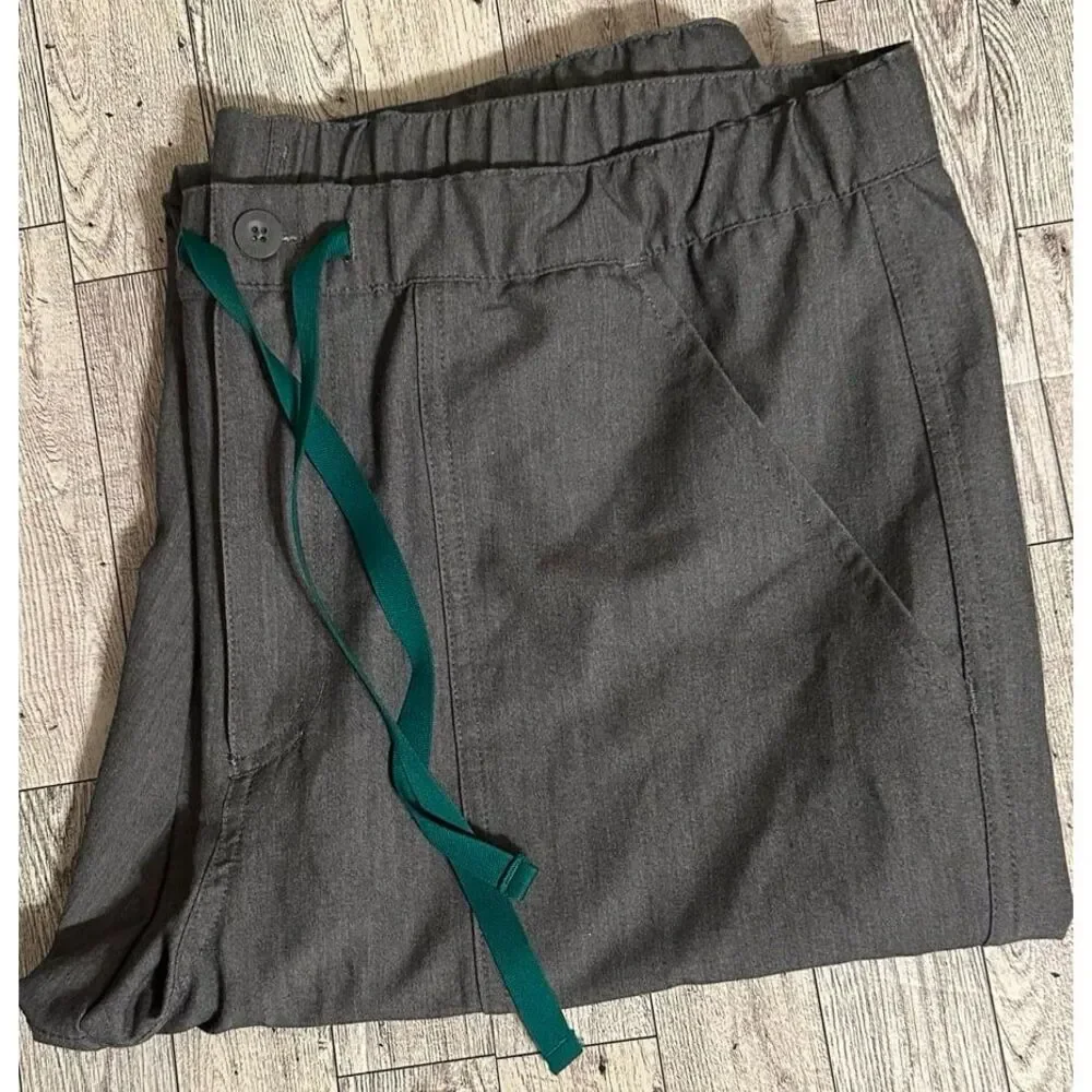 Figs Scrub Pants‎ Mens Large Gray Technical Collection .  Zip Front, Draw String